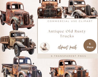 Antique Truck Clipart, Truck Clipart, Antique, Commercial Use, Vintage Farm Truck Clipart, Old  Truck PNG, Rustic Truck Prints, Classic.