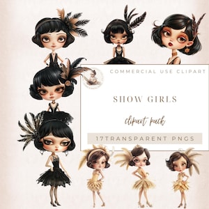 Flapper Girls Clipart, Showgirls, Clipart, 1920&#39;s Clipart, Fashion Girl Clipart, Commercial Use, Digital Crafts