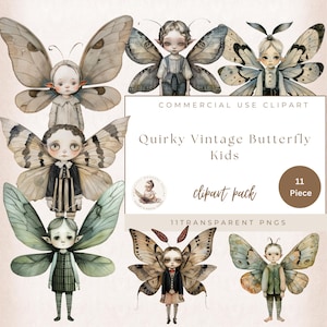 Schrulligen Vintage Schmetterling Kinder, Garten Clipart, Schmetterling Clipart, wunderliche Clipart, Mode Clipart, schrulligen Clipart, launische Garten Journal,