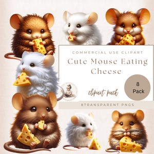 Imágenes prediseñadas de ratón, ratón comiendo queso, imágenes prediseñadas de mascotas, animales lindos PNG, uso comercial, manualidades digitales, imágenes prediseñadas de animales lindos, gráficos de ratón