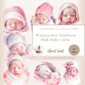 23 Baby Mädchen Aquarell Clipart, Neugeborene Baby, Babyparty, Gender Reveal, Kindergarten PNG, Clipart Bundle, kommerzielle Nutzung, Baby Mädchen Neugeborene