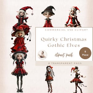 Quirky Christmas Elf Clipart, Whimsy Elf Clipart, Cute Elf Sublimation Design, Transparent Png, Elven Clipart Commercial Use, Card Making