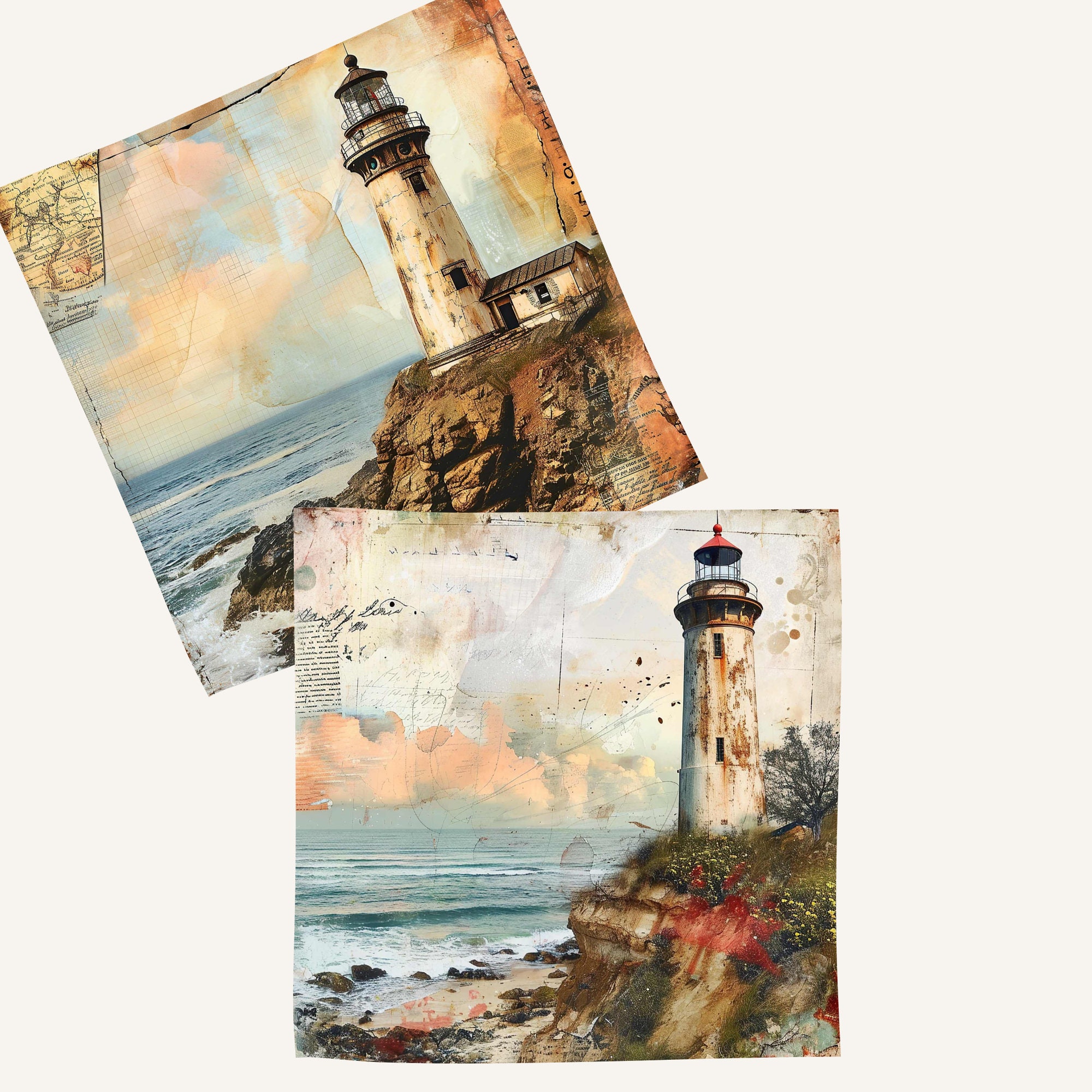 Vintage Lighthouse, Junk Journal Printable, Lighthouse Background ...