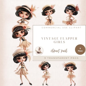 Vintage Flapper Girls, Fashion Girls, Roaring 1920&#39;s Girls, Quirky Whimsy Girls, Commercial Use, Digital Girls, 1920S Party Clipart,
