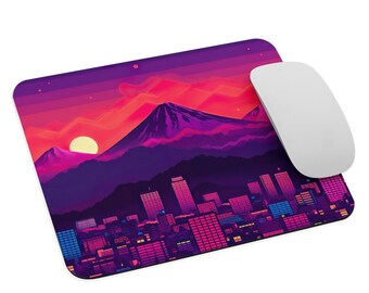 Vaporwave Mousepad - Sunset Skyline (8.7″ × 7.1″)