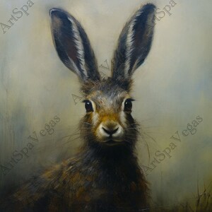 Canvas &quot;Hare&#39;s Hope&quot; Gallery Wrap Thick Canvas Art Print, Rabbit painting print on canvas, Animal Art, Cute Rabbit wall decor, Hare painting