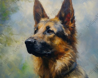 German Shepherd Art Print: "Command's Gaze" Canvas Gallery Wrap