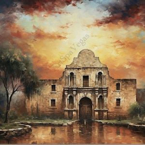 Stampa su tela “Memories Echo” Gallery Wrap spessa tela, stampa pittura di Alamo, arte di Alamo, arte pietra miliare del Texas, arte da parete, arredamento per la casa