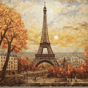 Eiffel Tower Painting Print: Autumnal France Gallery Wrap Canvas Art