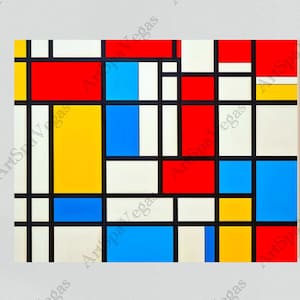 Mondrian inspirierte abstrakte Kunst: &quot;Covid-19 Symphonie&quot; Leinwanddruck.&quot;