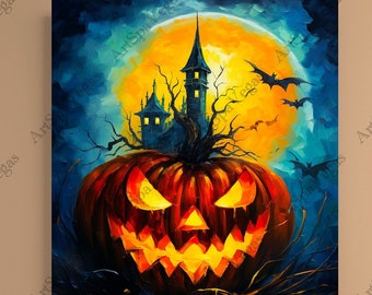 Jack-O'-Lantern Canvas Print: "Glow Eternal" Halloween Art