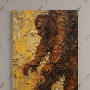 Sasquatch Canvas Art Print: Bigfoot Folklore Painting, Gallery Wrap