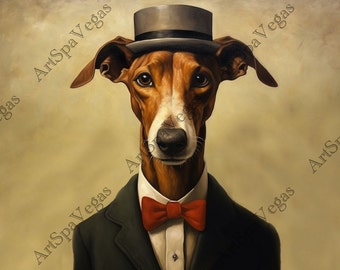 Whippet Dog Art Print: "Whippet Wayfarer" Canvas Gallery Wrap