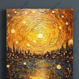 Starry Night Inspired Canvas Art Print: Klimt & Van Gogh Style