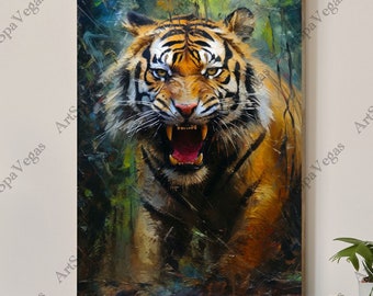 Tiger Painting Canvas Print: "Instinct" Gallery Wrap Animal Art