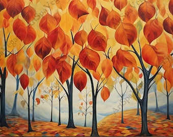 Canvaskunstdruk herfstbladeren: bomen herfst Fotopapieromslag