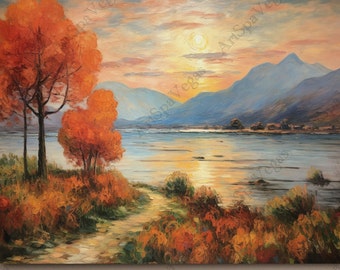 Autumn Lakeside Canvas Art Print: 