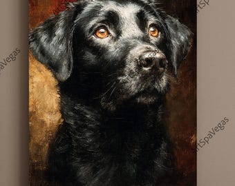 Czarny labrador retriever, wydruk na płótnie: realistyczny portret psa, sztuka ścienna