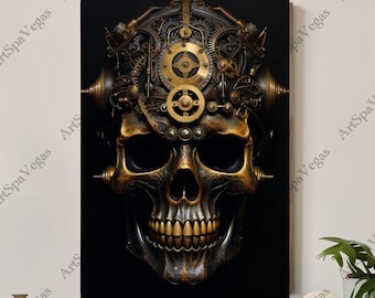 Canvas "Skullstead" Gallery Wrap Thick Canvas Art Print, Steampunk Art, Skull Art, Unique Art, Steampunk Skull