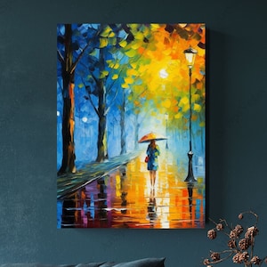 Walking in the Rain Thick Gallery Wrap Canvas Art Print