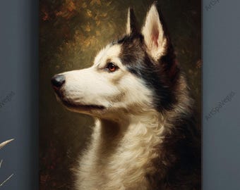シベリアン ハスキー犬アート ポートレート キャンバス プリント LA