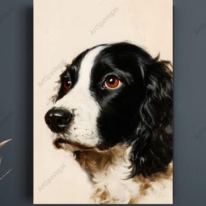 English Springer Spaniel Canvas &  Museum Quality Matte Poster - Classic Dog Portrait Art Print