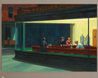 Edward Hopper Nighthawks Print: Gallery Wrap Canvas or Matte Poster