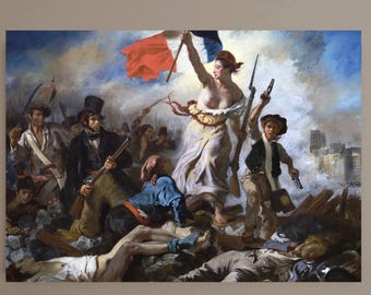 ドラクロワの「民衆を導く自由の女神」キャンバスプリント：フランス