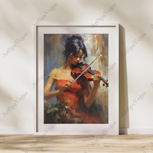 Poster &quot;Virtuoso Vision&quot;  Museum Quality Poster Print, Woman playing Violin Poster Print, Musician Poster, Fine art violinist poster, Music
