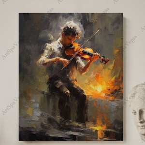 Impressão em tela do violinista: &quot;A Melodia do Maestro&quot;