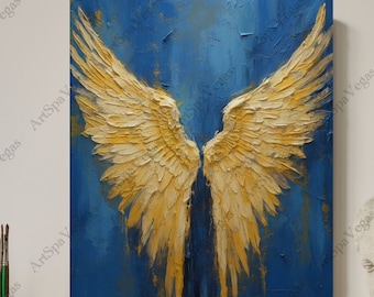 Angel Wings Art Print, Celestial Painting on Canvas