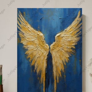 Canvas &quot;Celestial Climb&quot; Gallery Wrap Thick Canvas Art Print, Angel Wing art, Celestial art, Angel wings painting print on canvas
