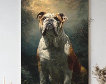 English Bulldog Portrait: Fine Art Print on Canvas or Matte Paper