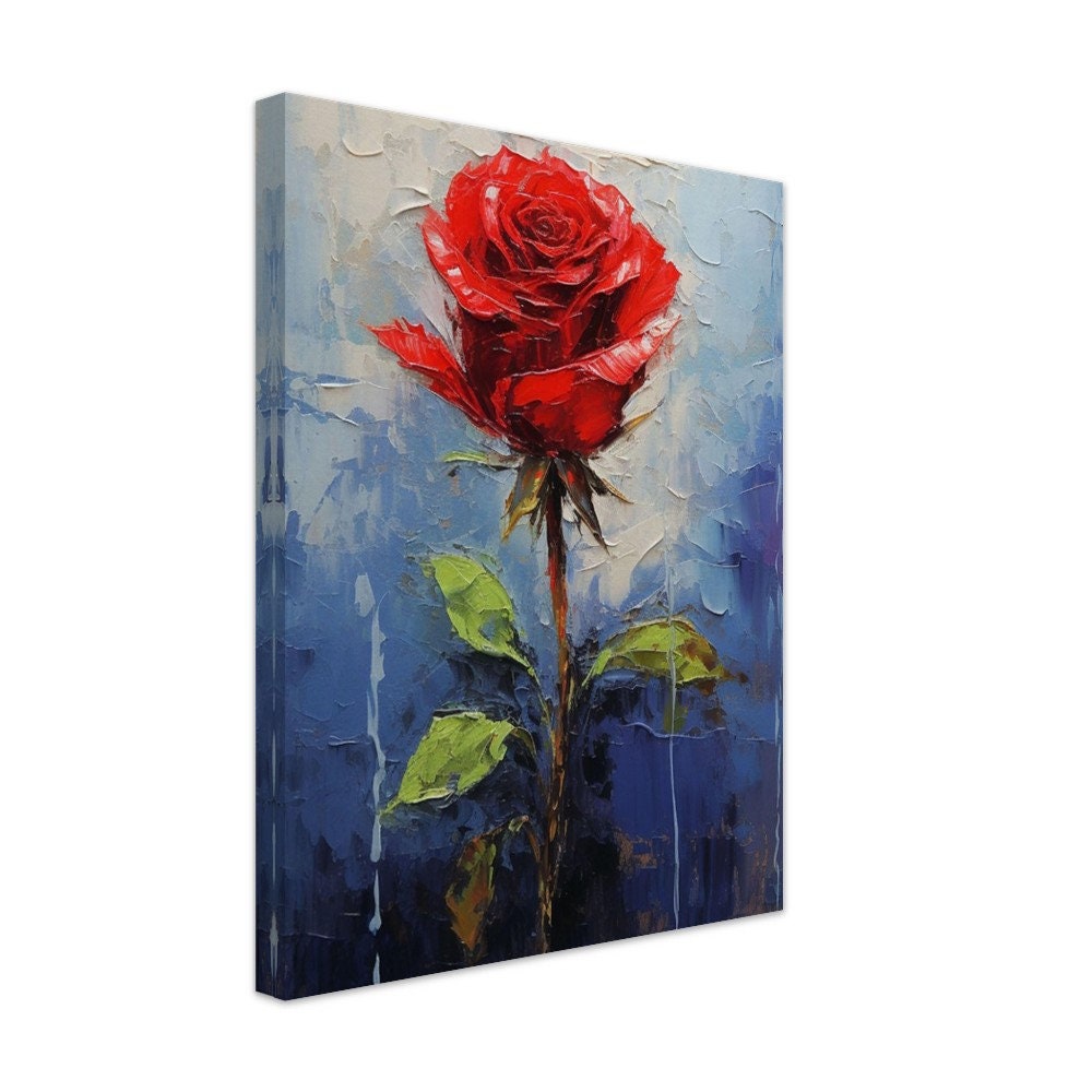Red Rose Oil Painting Art Print: Floral Canvas Wall Decor - Etsy