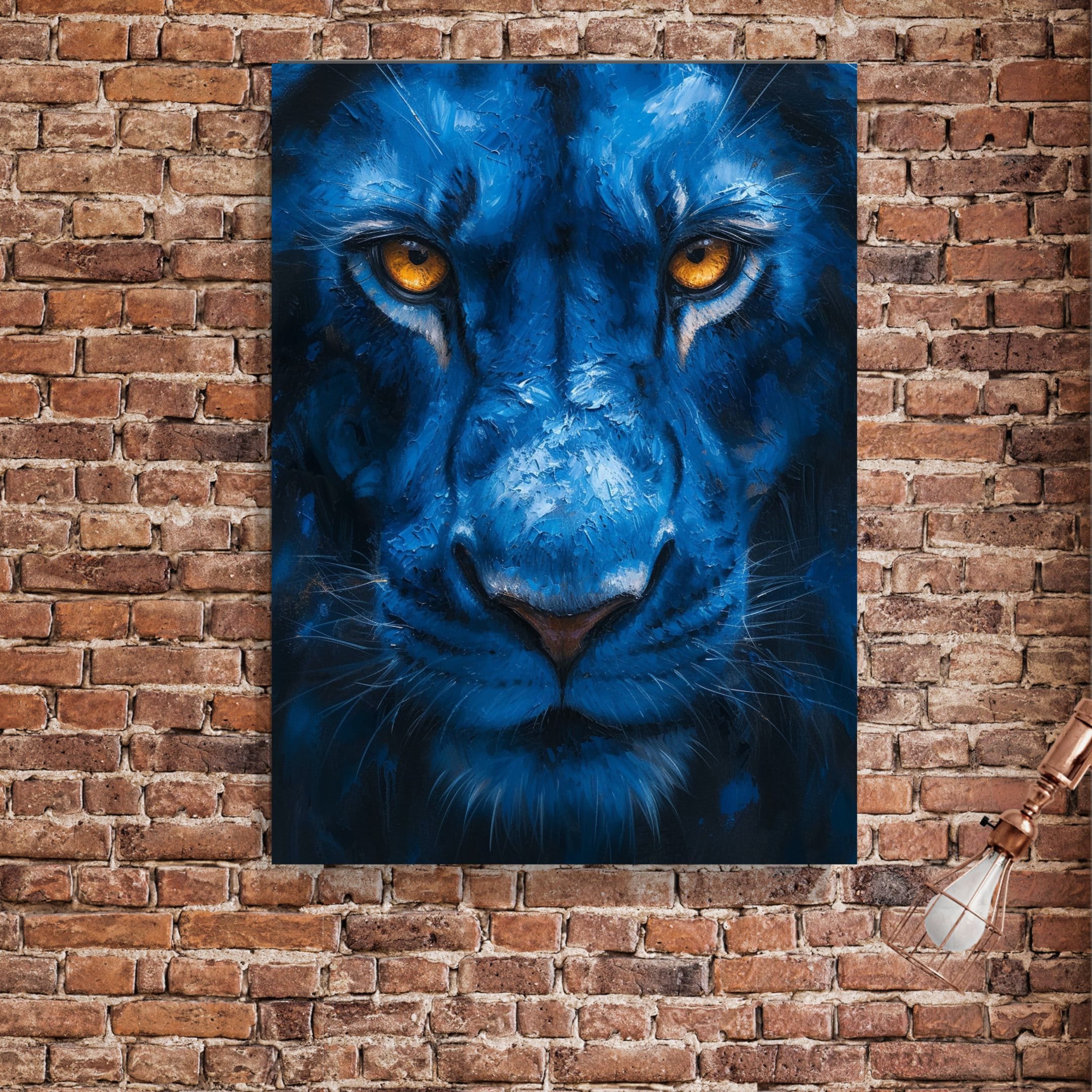 Cerulean Gaze Lion Canvas Art Print: Detroit Lions Fan Decor - Etsy