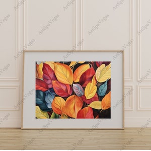 Póster "Mosaico de hojas" Impresión clásica en póster mate y póster mate de calidad de museo, obra de arte con hojas, decoración de pared con hojas, póster de otoño, hojas de otoño