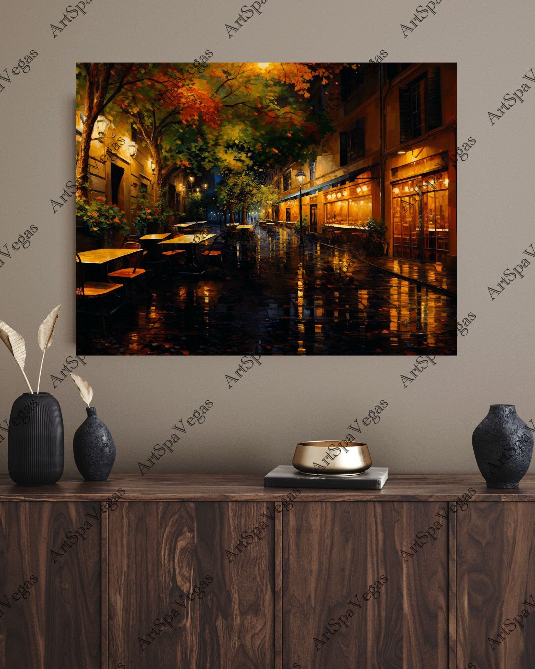 Italian Cafe at Night Canvas Print: Romantic Street Scene Wall Art - Etsy