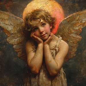 Cherub Angel Gallery Wrap Canvas Painting Print: Angelic Home Decor