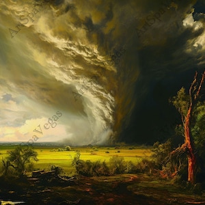 Canvas Whirlwind Resolve&quot; Gallery Wrap Thick Canvas Art Print, Tornado painting print, Tornado Art, Landscape wall art, Nature art, wall art