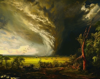 Stampa di un dipinto di tornado: arte murale paesaggistica su tela spessa