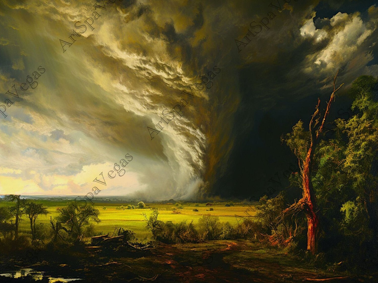 Tornado Painting Print: Landscape Wall Art on Thick Canvas - Etsy