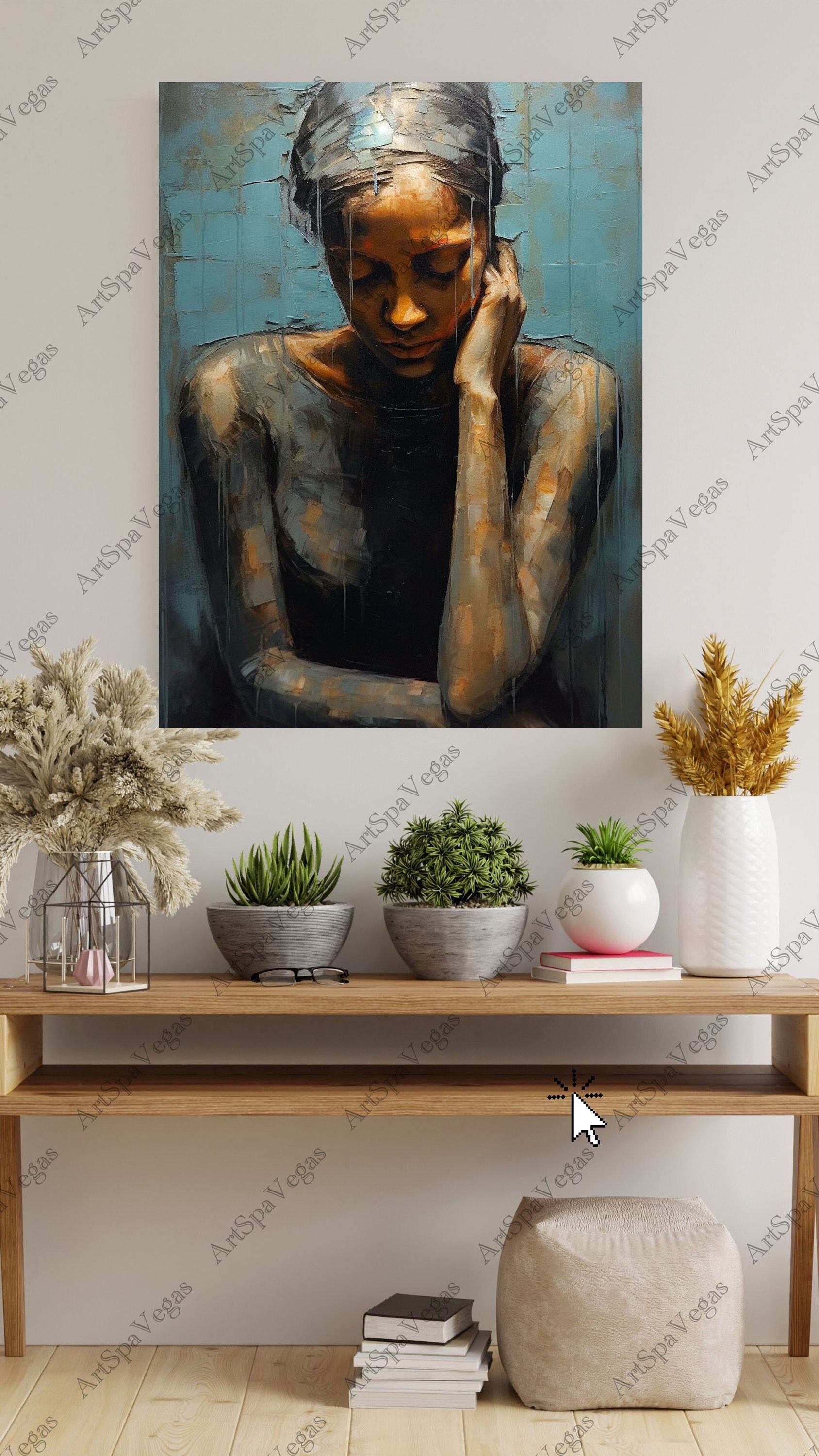 Sorrow Oil Painting Art Print: Sad Woman Gallery Wrap Canvas - Etsy