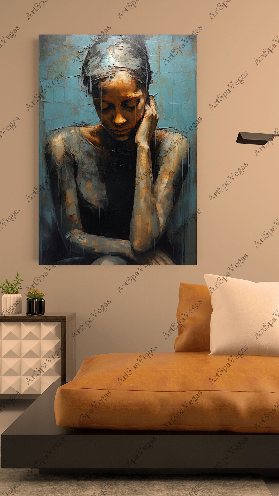 Sorrow Oil Painting Art Print: Sad Woman Gallery Wrap Canvas - Etsy