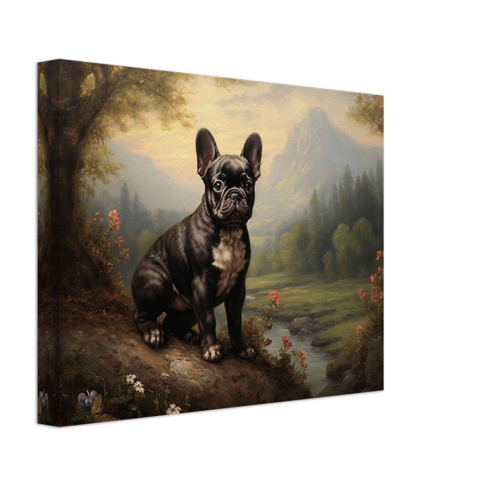 フレンチブルドッグの絵画アートプリント：「Frenchie's Field