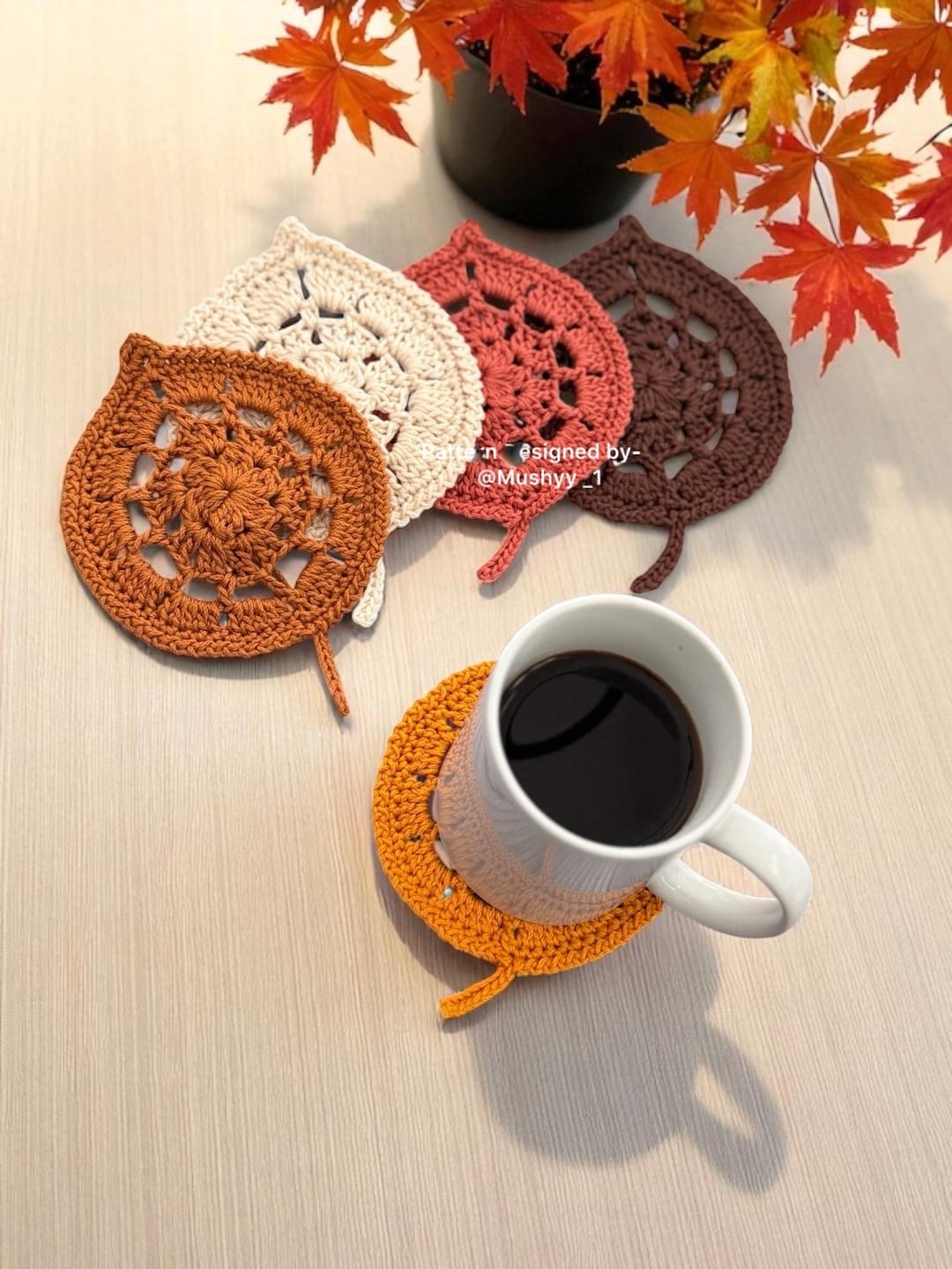 Crochet Autumn Leaf Coaster Pattern: Fall Decor PDF - Etsy