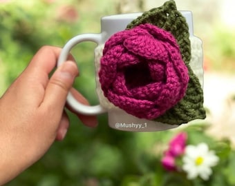 Crochet Blooming Rose Mug Cozy  Pattern -Instant PDF Download for cozy mornings!