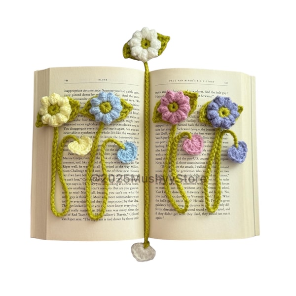 Modèle de marque-page fleur marguerite au crochet : adapté aux débutants (Modèle PDF)