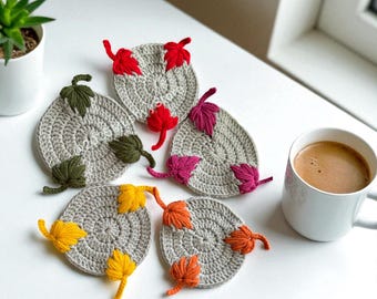 Crochet Maple Leaf Coaster Pattern - Fall Home Decor - Instant Download