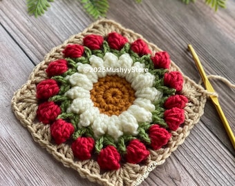 Crochet Springtime Bouquet Granny Square Pattern By Mushyy Instant Download PDF
