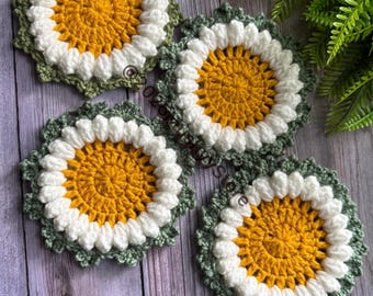 Crochet Daisy Coaster Pattern: Spring Table Decor (PDF Download